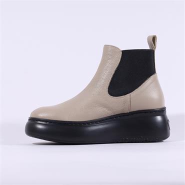 Wonders Platform Chunky Sole Gusset Boot - Taupe Leather